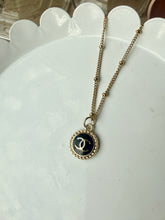 Load image into Gallery viewer, Upcycled Designer Pendant Necklace #232 - Gold Rimmed Black Coin