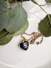 Load image into Gallery viewer, Upcycled Designer Pendant Necklace #194 - Black Heart