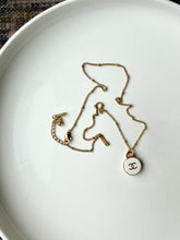 Load image into Gallery viewer, Upcycled Designer Pendant Necklace #160 - Gold Rimmed Circle