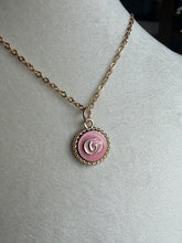 Load image into Gallery viewer, Upcycled Designer Triangle Pendant Necklace #149- pink & gold