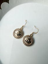 Load image into Gallery viewer, Upcycled Designer Pendant Earrings #105 - Gold Circles