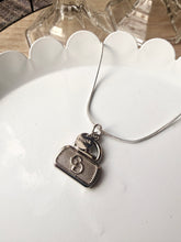 Load image into Gallery viewer, Upcycled Designer Pendant Necklace #228 - Silver Purse & Charm