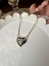 Load image into Gallery viewer, Upcycled Designer Pendant Necklace #227 - Irregular Hart Black & Gold
