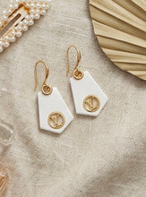 Load image into Gallery viewer, Upcycled Designer Pendant Earrings #100