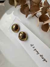 Load image into Gallery viewer, Upcycled Designer Pendant Earrings #113 - Gold Buttons