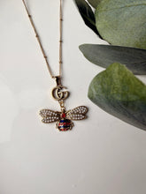 Load image into Gallery viewer, Upcycled Designer Pendant Necklace #170- Dangling Bee