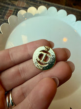 Load image into Gallery viewer, Upcycled Designer Pendant Earrings #122 - Gold Jewel Rimmed