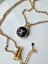 Load image into Gallery viewer, Upcycled Designer Pendant Necklace #126 - black and gold