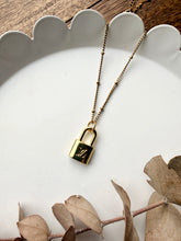 Load image into Gallery viewer, Upcycled Designer Pendant Necklace #211 - Padlock