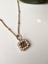 Load image into Gallery viewer, Upcycled Designer Pendant Necklace #171 - Small Pearl Square