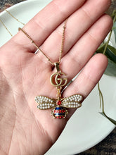 Load image into Gallery viewer, Upcycled Designer Pendant Necklace #170- Dangling Bee