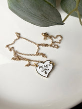 Load image into Gallery viewer, Upcycled Designer Pendant Necklace #169- White & Gold Heart