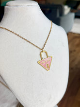 Load image into Gallery viewer, Upcycled Designer Triangle Pendant Necklace #148 - Adjustable Chain