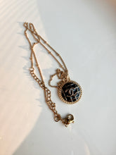 Load image into Gallery viewer, Upcycled Designer Pendant Necklace #168 - Black & Gold Quilted