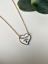 Load image into Gallery viewer, Upcycled Designer Pendant Necklace #169- White & Gold Heart