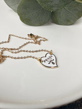 Load image into Gallery viewer, Upcycled Designer Pendant Necklace #169- White & Gold Heart