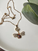 Load image into Gallery viewer, Upcycled Designer Pendant Necklace #170- Dangling Bee