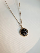 Load image into Gallery viewer, Upcycled Designer Pendant Necklace #168 - Black & Gold Quilted