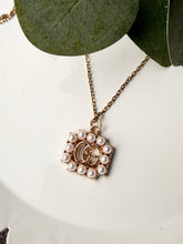 Load image into Gallery viewer, Upcycled Designer Pendant Necklace #203 - Square Pearl Border