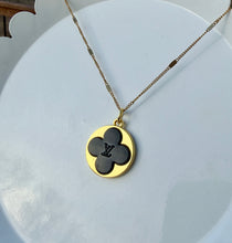 Load image into Gallery viewer, Upcycled Designer Pendant Necklace #115 - Black & Gold