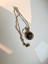 Load image into Gallery viewer, Upcycled Designer Pendant Necklace #168 - Black & Gold Quilted