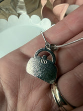 Load image into Gallery viewer, Upcycled Designer Pendant Necklace #228 - Silver Purse & Charm