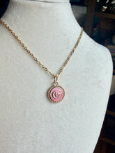 Load image into Gallery viewer, Upcycled Designer Triangle Pendant Necklace #149- pink & gold