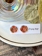 Load image into Gallery viewer, Rosette Stud Earrings - Deep Peach &amp; Gold
