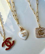 Load image into Gallery viewer, Upcycled Designer Heart Pendant Necklace #102 - Adjustable Chain