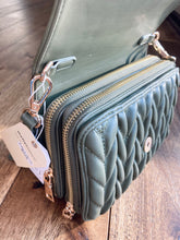 Load image into Gallery viewer, CLEARANCE Giselle Quilted Crossbody Bag In Olive