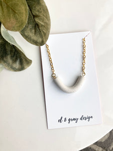U Necklace - Speckled Cream (Silver or Gold Chain Available)