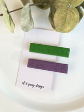 Load image into Gallery viewer, Fern &amp; Grape Rectangle  Hair Clips (2 Clip Set)
