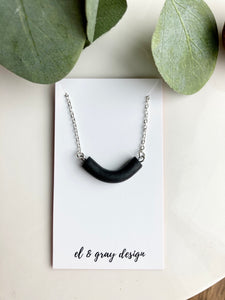 U Necklace - Black (Silver or Gold Chain Available)