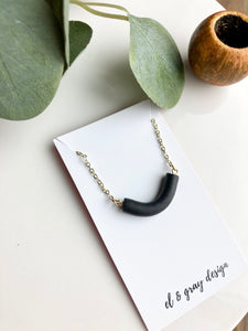 U Necklace - Black (Silver or Gold Chain Available)