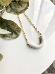 U Necklace - Speckled Cream (Silver or Gold Chain Available)