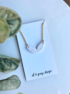Shimmer White Leaf Necklace - Gold Chain