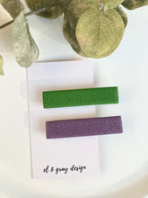 Load image into Gallery viewer, Fern &amp; Grape Rectangle  Hair Clips (2 Clip Set)
