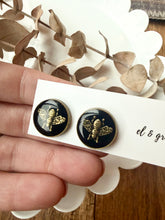 Load image into Gallery viewer, Upcycled Designer Pendant Earrings #116-Gold Bee
