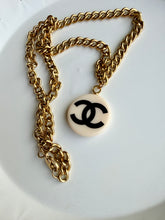 Load image into Gallery viewer, Upcycled Designer Pendant Necklace #117 - Cream &amp; Black
