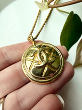 Load image into Gallery viewer, Upcycled Designer Pendant Necklace #226- Large Gold Quilted Dome
