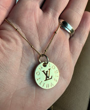 Load image into Gallery viewer, Upcycled Designer Pendant Necklace #184 - Gold Round
