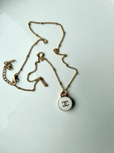 Load image into Gallery viewer, Upcycled Designer Pendant Necklace #160 - Gold Rimmed Circle
