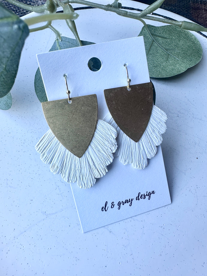 White Fringe Dangle Earrings