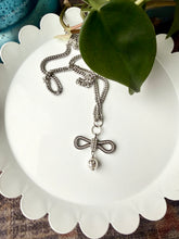 Load image into Gallery viewer, Upcycled Designer Pendant Necklace #222 - Silver Bow
