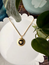 Load image into Gallery viewer, Upcycled Designer Pendant Necklace #221 - Gold &amp; Black
