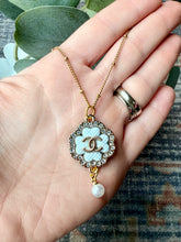 Load image into Gallery viewer, Upcycled Designer Pendant Necklace #202 - White with Pearl
