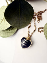 Load image into Gallery viewer, Upcycled Designer Pendant Necklace #194 - Black Heart

