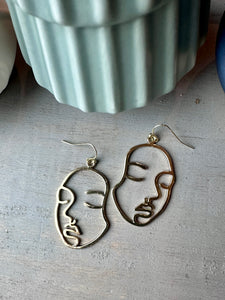 Golden Face Dangle Earrings