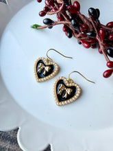 Load image into Gallery viewer, Pearl Heart Dangle Earrings

