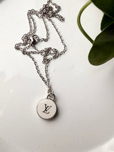 Load image into Gallery viewer, Upcycled Designer Pendant Necklace #223 - Silver Rimmed Circle
